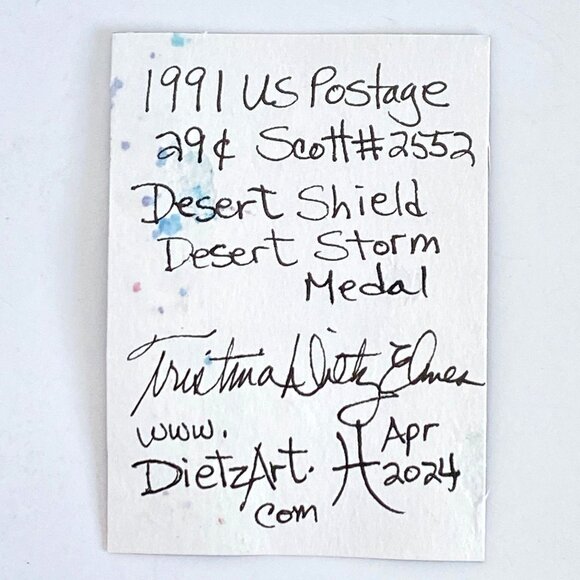 ACEO Original Mixed Media Art Vintage 1991 US Postage Stamp ATC - Picture 3 of 3